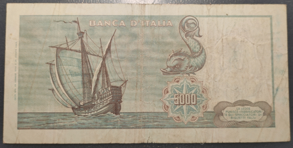 ITALIA 5000 LIRE 20/01/1970 1 CARAVELLA BC/BC+ - Imagen 2