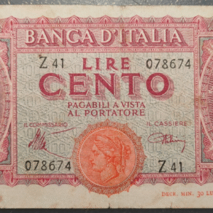 ITALIA 100 LIRE 10/12/1944 BC+/MBC-