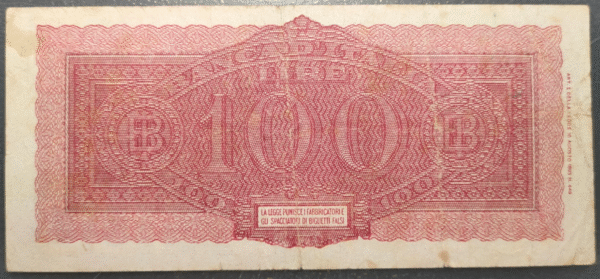 ITALIA 100 LIRE 10/12/1944 BC+/MBC- - Imagen 2