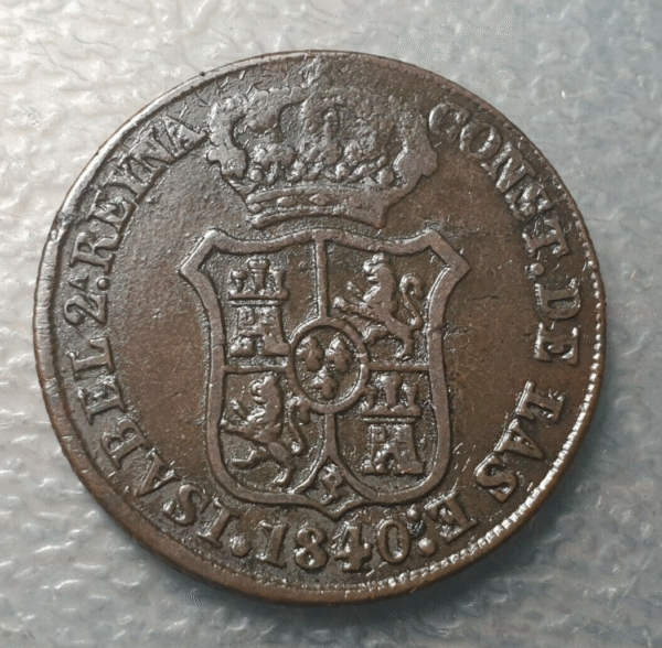 CATALUÑA CATALUNYA BARCELONA ISABEL II 3 CUARTOS 3 QUARTOS 1840 MBC/MBC+ - Imagen 2