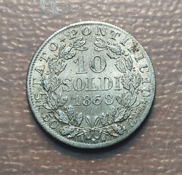 ESTADOS PAPALES VATICANO PIO IX 10 SOLDI ANNO XXIII (1868) SC UNC - Imagen 2