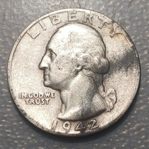 ESTADOS UNIDOS USA 25 CENTS QUARTER DOLLAR 1942 GEORGE WASHINGHTON MBC-/MBC