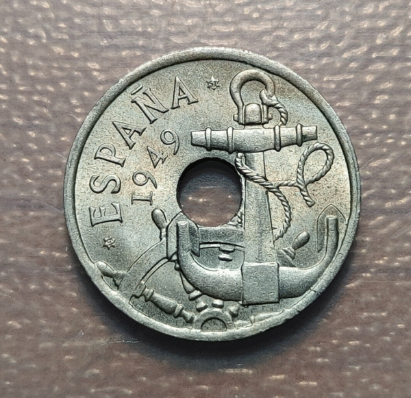ESPAÑA 50 CENTIMOS 1949 (51) FLECHAS AL REVES EBC+ - Imagen 2