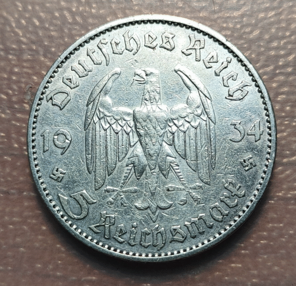 ALEMANIA GERMANY III REICH 5 MARK 5 MARCOS 1934 F MBC - Imagen 2