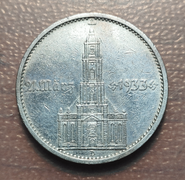 ALEMANIA GERMANY III REICH 5 MARK 5 MARCOS 1934 D MBC