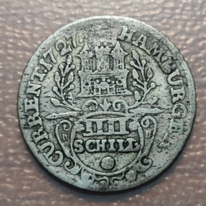 ALEMANIA GERMANY HAMBURG 4 SCHILLING 1727 MBC