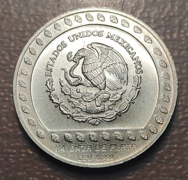 MEXICO 25 PESOS 1992 GUERRERO AGUILA 1/4 ONZA PLATA 1/4 OZ TROY