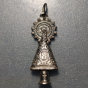 MEDALLA RELIGIOSA ZARAGOZA VIRGEN DEL PILAR METAL BLANCO 50x20mm