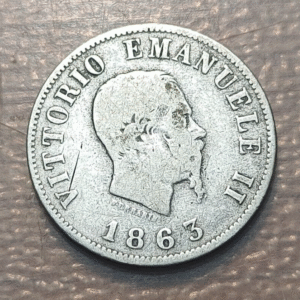ITALIA REINO VITTORIO EMANUELE II 50 CENTESIMI 1863 M ESCUDO SCUDO BC+