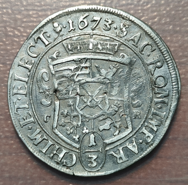 ALEMANIA GERMANY SAJONIA SACHSEN SAXONY ALBERTINE HANS HEORG II 1/3 THALER 1673 - Imagen 2