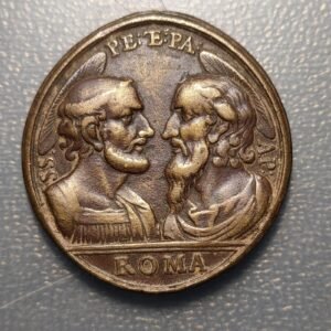 MEDALLA RELIGIOSA ITALIA ROMA VATICANO SAN PEDO Y SAN PABLO PUERTA SANTA BRONCE