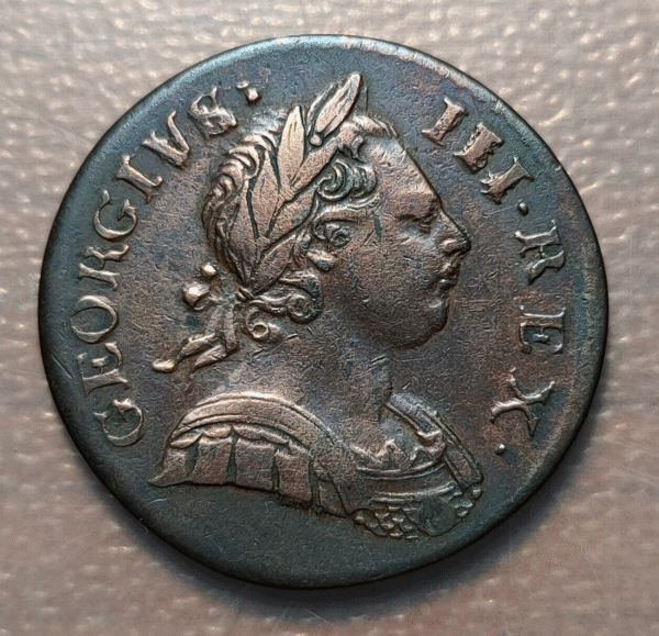 GREAT BRITAIN GRAN BRETAÑA GEORGE III HALF PENNY 1/2 PENNY 1771 MBC+ - Imagen 2