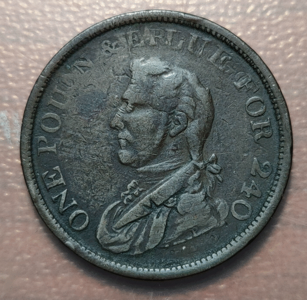 IRLANDA IRELAND IBEONIA TOKEN (1 POUND VALUE FOR 240) 1 PENNY 1815 ESCASA