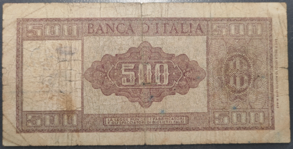 ITALIA 500 LIRE 23/03/1961 W SOSTITUTIVA REPOSICION RARA - Imagen 2