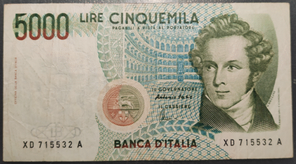 ITALIA 5000 LIRE 04/01/1985 SERIE X SOSTITUTIVA REPOSICION BC+