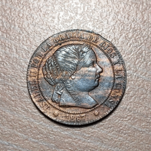 ESPAÑA SEVILLA ISABEL II 1/2 CENTIMOS DE ESCUDO 1867 EBC