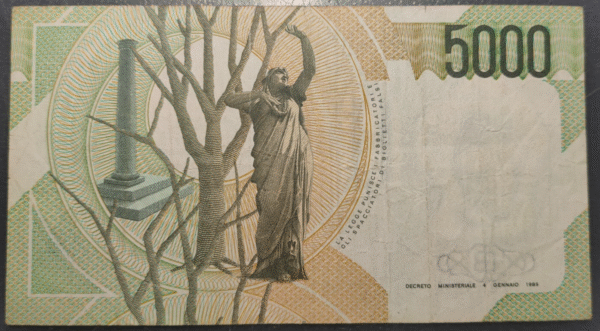 ITALIA 5000 LIRE 04/01/1985 SERIE X SOSTITUTIVA REPOSICION BC+ - Imagen 2