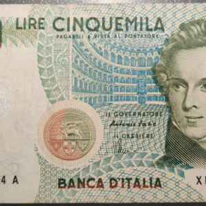 ITALIA 5000 LIRE 04/01/1985 SERIE X SOSTITUTIVA REPOSICION BC+ ESCRITO BORRADO