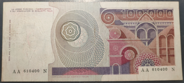 ITALIA 100.000 LIRE 01/07/1980 BOTTICELLI MBC - Imagen 2