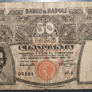 ITALIA BANCO DI NAPOLI 50 LIRE 31/05/1915 BC+