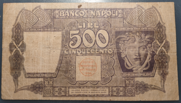 ITALIA BANCO DI NAPOLI 500 LIRE 01/05/1919 PS 858 BC/BC+ - Imagen 2