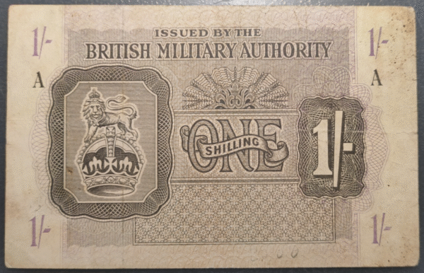 BRITISH MILITARY AUTORITY 1 SHILLING 1943 BC+