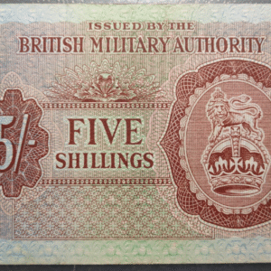 BRITISH MILITARY AUTORITY 5 SHILLING 1943 BC+/MBC-