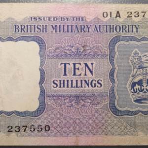 BRITISH MILITARY AUTORITY 10 SHILLINGS 1943 PM5 MBC+