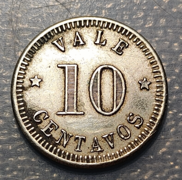 PERU FICHA 10 CENTAVOS 1892 GRANADINO PASAMAYO - Imagen 2
