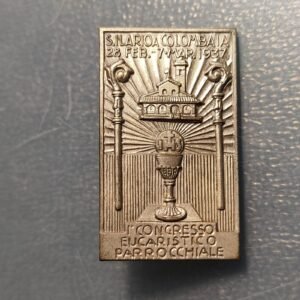 MEDALLA RELIGIOSA INSIGNIA ITALIA FLORENCIA 1937 1º CONGRESO EUCARISTICO PARROQ