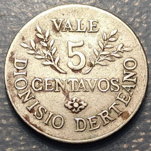 PERU HACIENDA PUENTE DIONISIO DERTEANO FICHA 5 CENTAVOS 1878