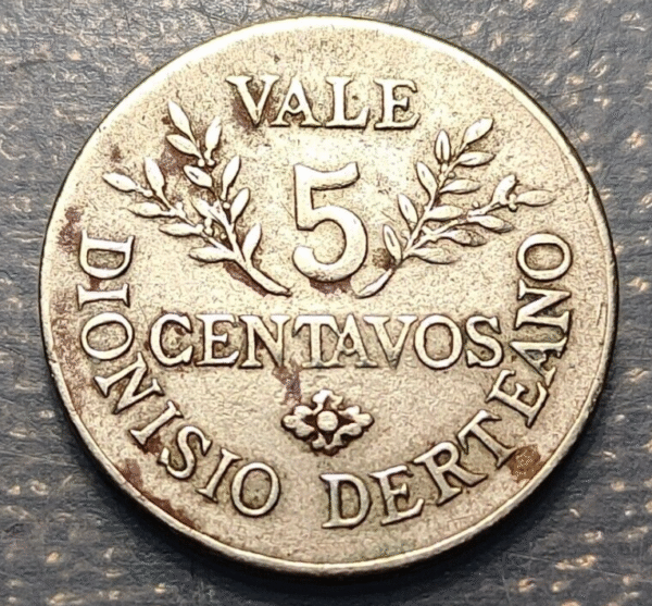 PERU HACIENDA PUENTE DIONISIO DERTEANO FICHA 5 CENTAVOS 1878