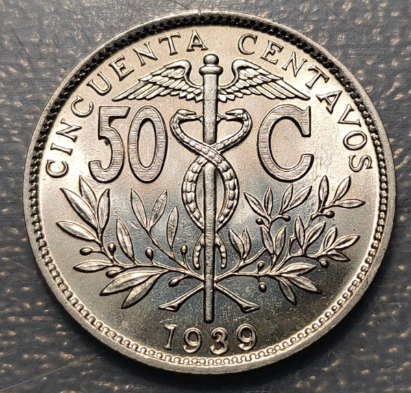 BOLIVIA 50 CENTAVOS 1939 SC UNC - Imagen 2