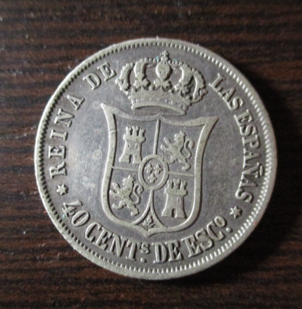 ISABEL II - MADRID  40 CENTIMOS DE ESCUDO 1864 ESCASA - Imagen 2