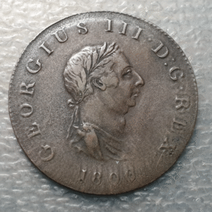 ERROR GRAN BRETAÑA GREAT BRITAIN GEORGE III HALF PENNY 1806 COSPEL MASFINO 2,80g