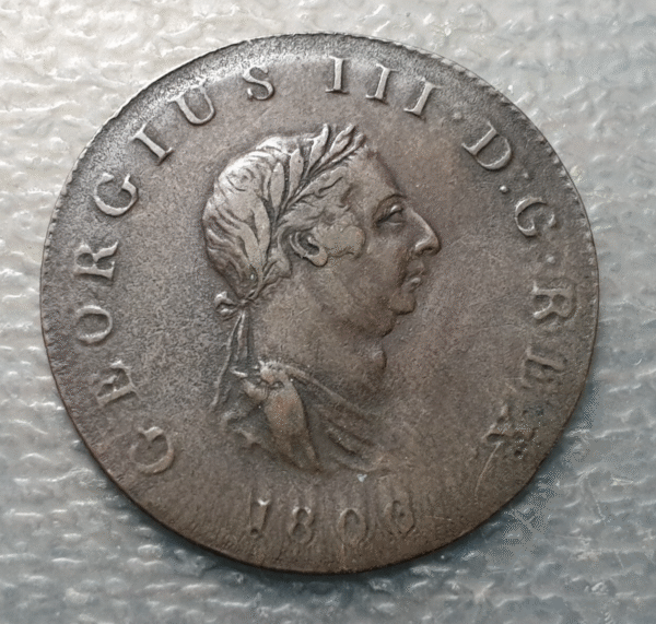 ERROR GRAN BRETAÑA GREAT BRITAIN GEORGE III HALF PENNY 1806 COSPEL MASFINO 2,80g