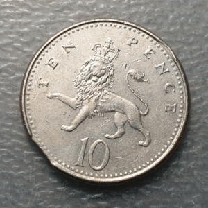 ERROR GRAN BRETAÑA GREAT BRITAIN 10 PENCE 1992 FALTA DE METAL FINAL DEL LISTEL