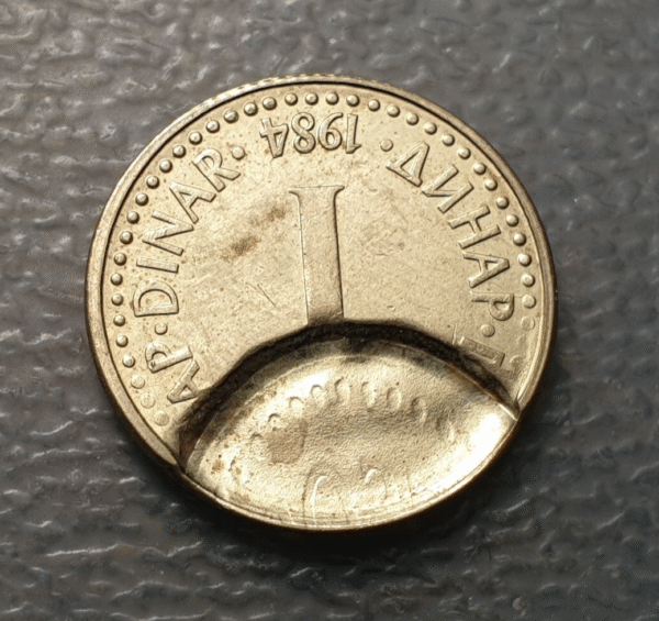 ERROR YUGOSLAVIA 1 DINAR 1984 DOBLE ACUÑACION DOUBLE STRIKE