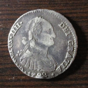 POTOSI BOLIVIA CARLOS IV  1 REAL 1792 PR BUSTO GRANDE - ESCASA - GOLPE