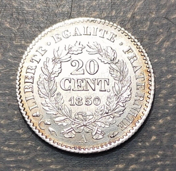 FRANCE 20 CENTIMES 1850 A - Imagen 2
