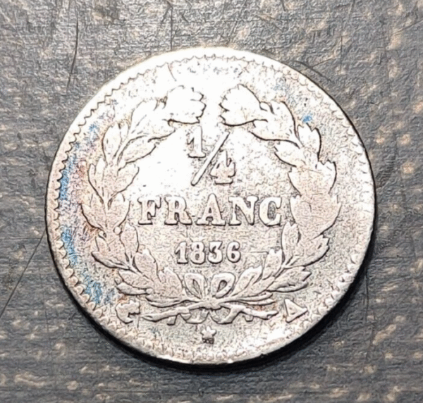 FRANCE LOUIS PHILIPPE I 1/4 FRANC 1836 A - Imagen 2