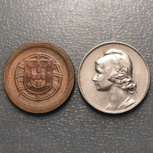 PORTUGAL LOT OF 2 COINS 5 CENTAVOS 1921 - 4 CENTAVOS 1919