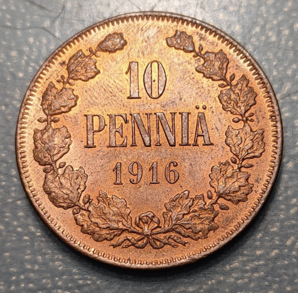 FINLAND RUSSIA 10 PENNIA 1916 UNC - Imagen 2