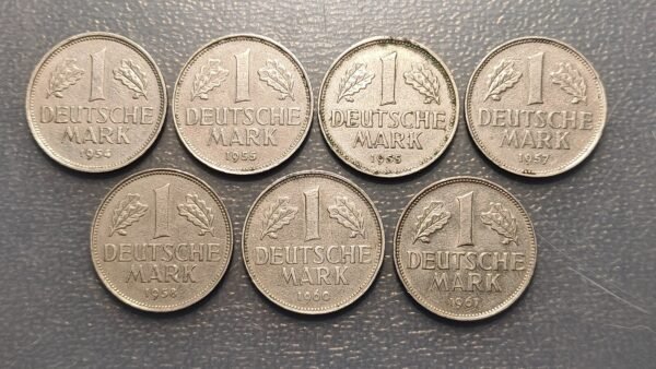 ALEMANIA LOTE 7 MONEDAS 1 MARK 1954J 1955J 1955G 1957 D 1958 G 1960G 1967G