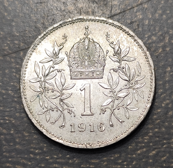 AUSTRIA FRANZ JOSEPH I 1 CORONA 1916 HIGH GRADE - Imagen 2