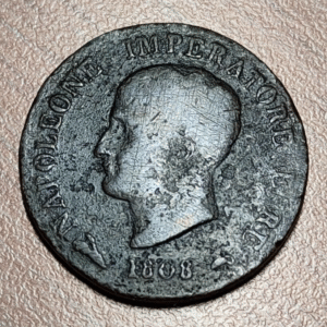 ITALIA REINO NAPOLEON BONAPARTE 1 SOLDO 1808 B BOLONIA BOLOGNA BC+