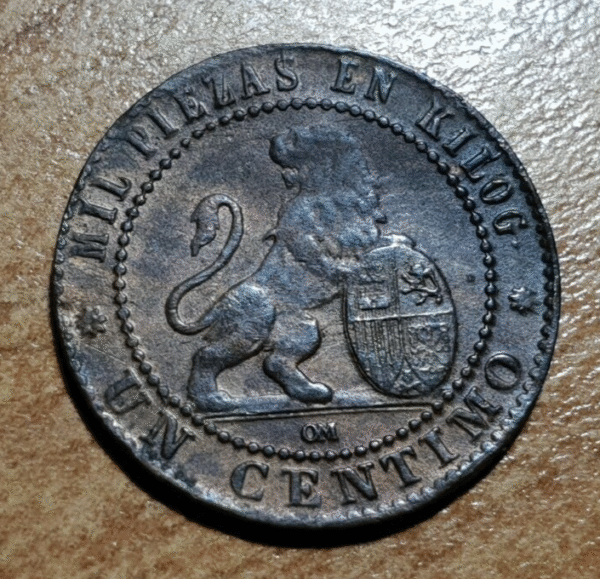 ESPAÑA GOBIERNO PROVISIONAL BARCELONA 1 CENTIMO 1870 MBC+ - Imagen 2