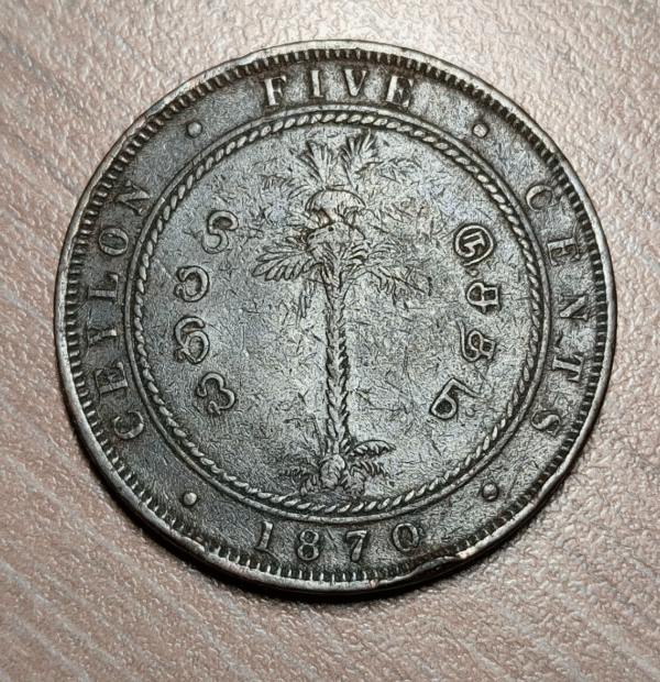 CEYLON CEILAN SRI LANKA 5 CENTS 1870 MBC- - Imagen 2