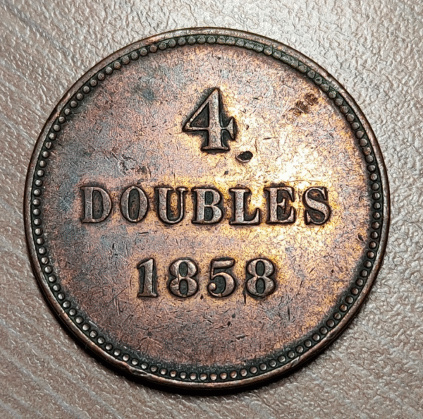GUERNSEY 4 DOUBLES 1858 MBC - Imagen 2