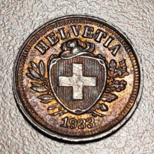 SUIZA SWITZERLAND 1 RAPPEN 1933 B EBC